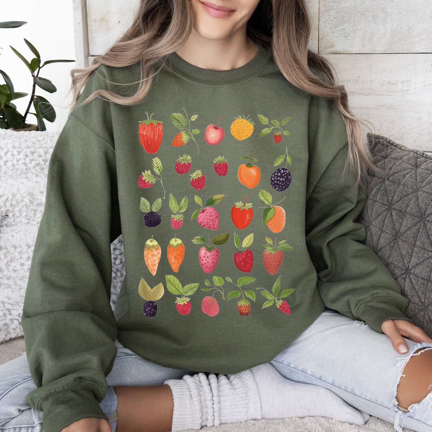 Fruity Delight, Colorful Berries Illustrated Sweatshirt
