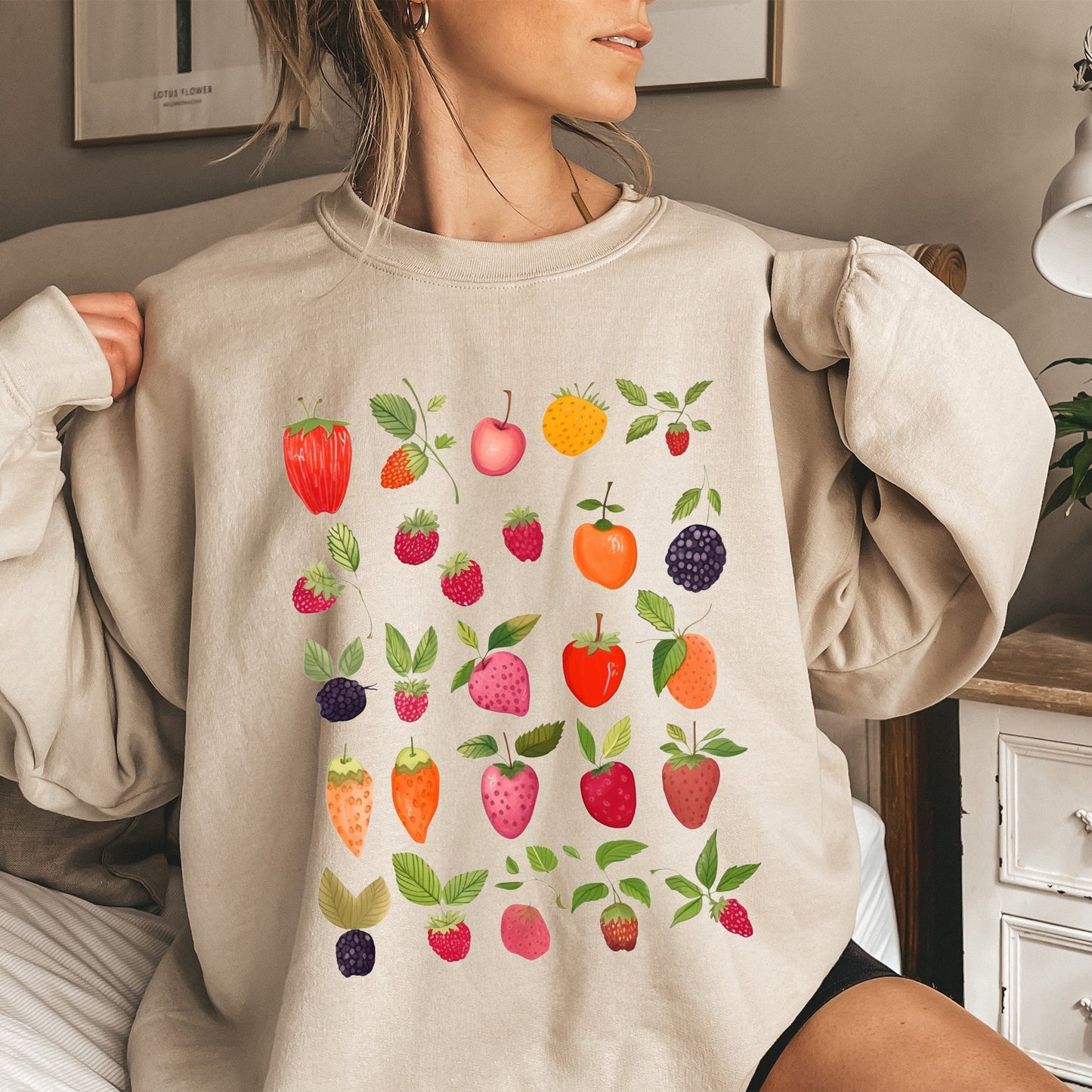 Fruity Delight, Colorful Berries Illustrated Sweatshirt