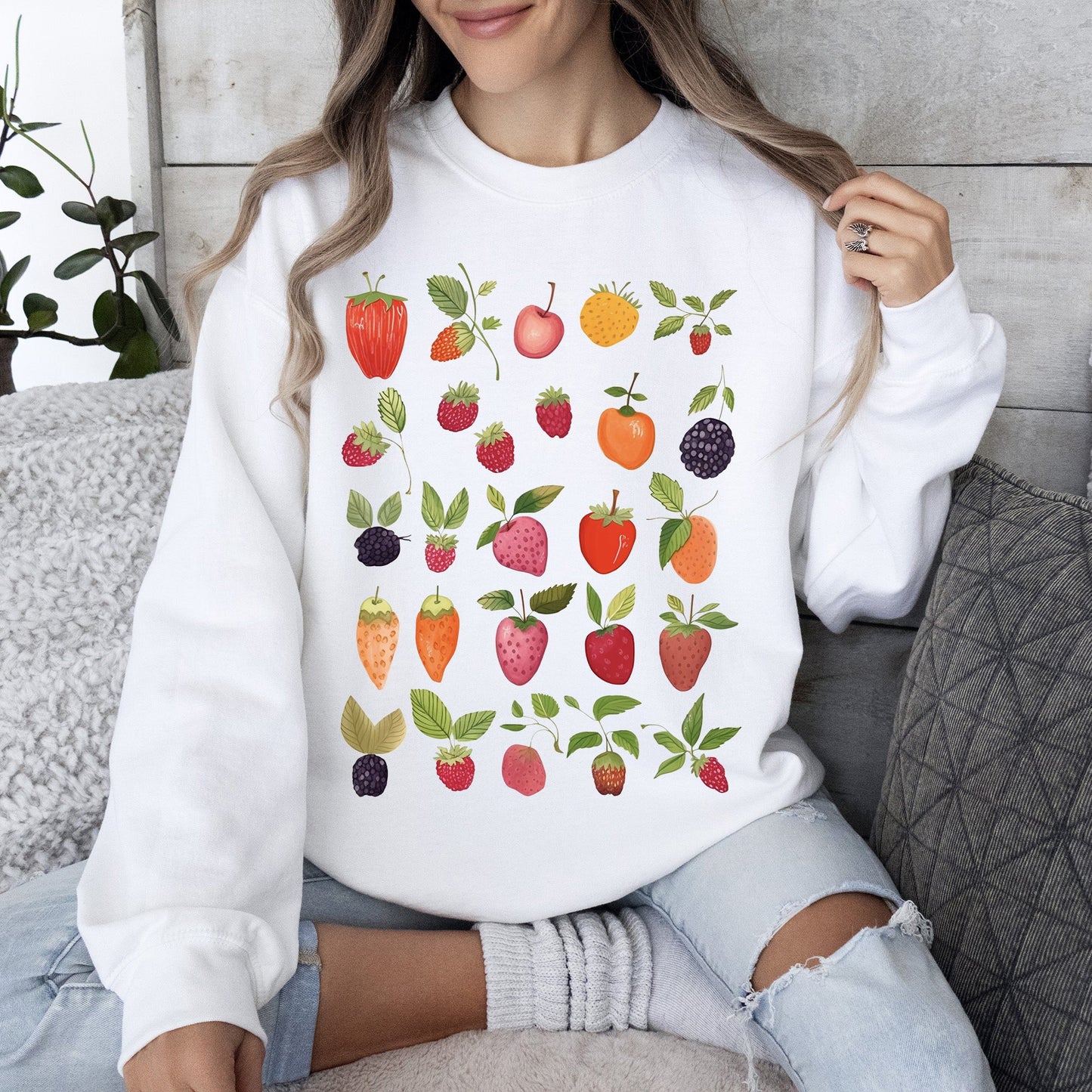 Fruity Delight, Colorful Berries Illustrated Sweatshirt