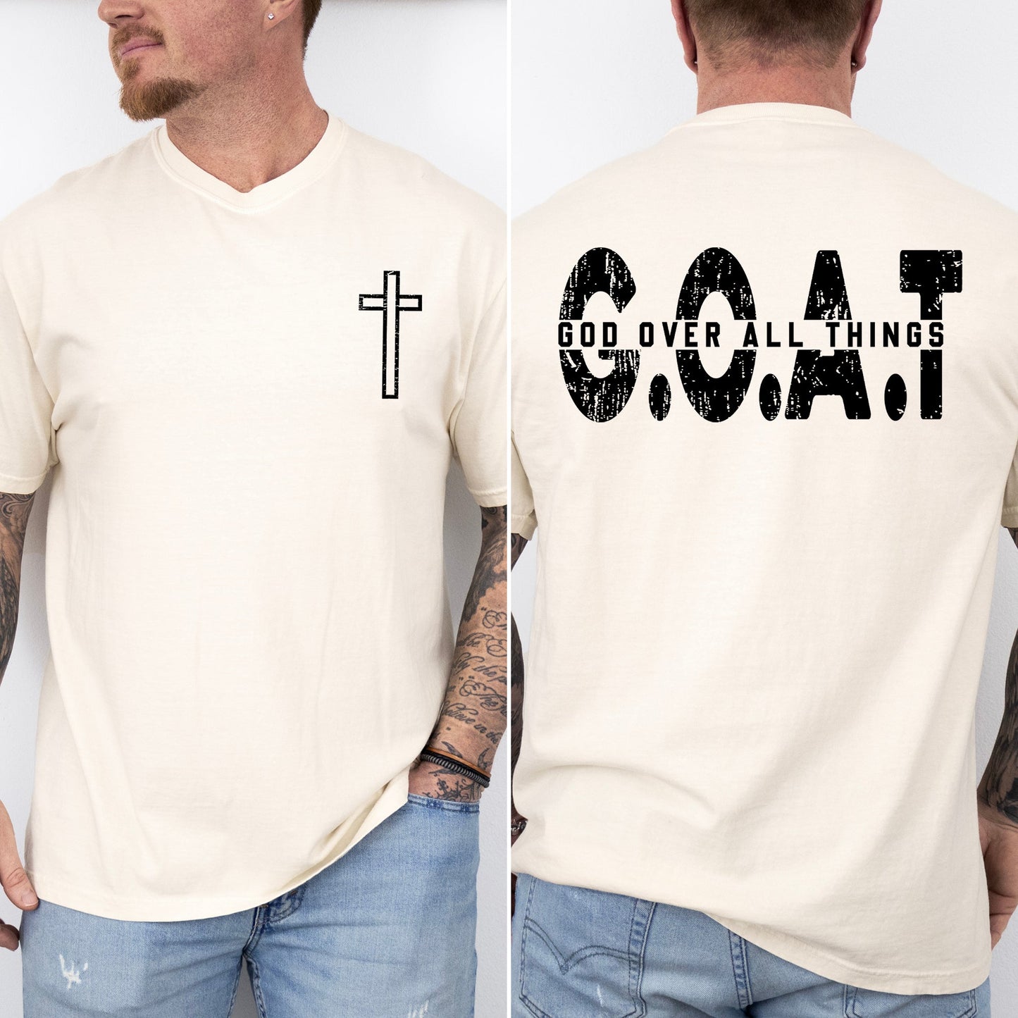 GOAT, God Over All Things, Cross, Christian, Jesus, Gospel, Faith, Saved Tshirt Comfort Colors T-Shirt