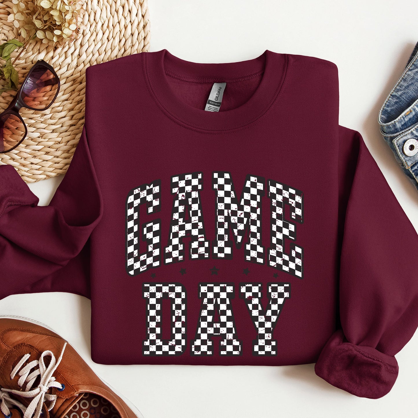 Game Day, Checkered, Football, Sports, Big Game, Touchdown, Tailgate Party Sweatshirt