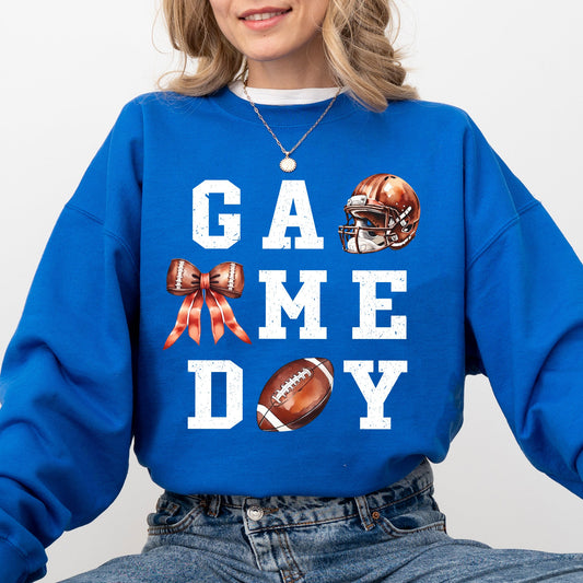 Game Day, Coquette, Ribbon, Girly, Football, Sports, Game Day, Big Game, Touchdown, Tailgate Party Sweatshirt