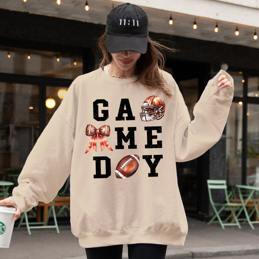 Game Day, Coquette, Ribbon, Girly, Football, Sports, Game Day, Big Game, Touchdown, Tailgate Party Sweatshirt