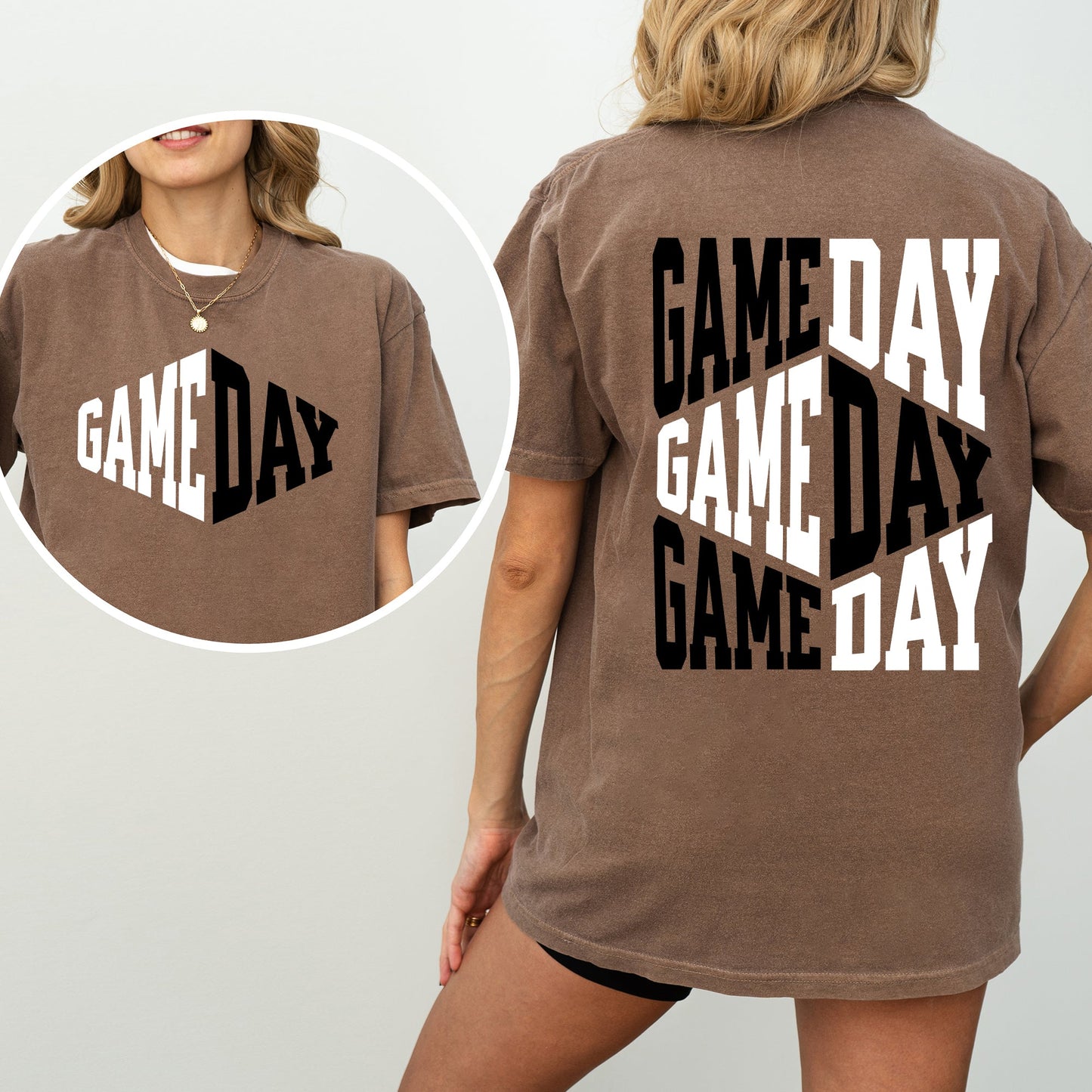 Game Day, Front and Back, Cheer, Football, Sports, Big Game, Touchdown, Tailgate Party Tshirt Comfort Colors T-Shirt