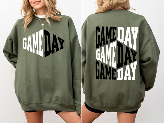 Game Day, Front and Back, Cheer, Football, Sports, Big Game, Touchdown, Tailgate Party Sweatshirt