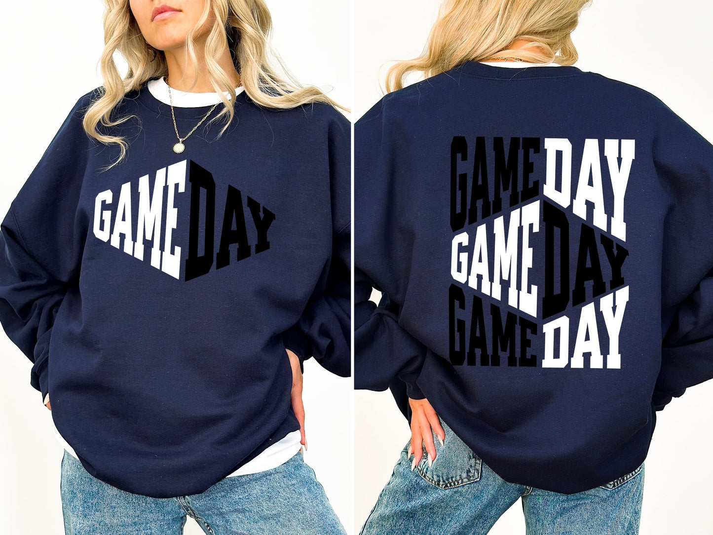 Game Day, Front and Back, Cheer, Football, Sports, Big Game, Touchdown, Tailgate Party Sweatshirt