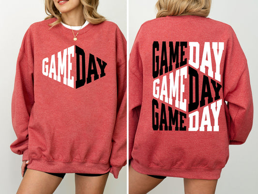 Game Day, Front and Back, Cheer, Football, Sports, Big Game, Touchdown, Tailgate Party Sweatshirt