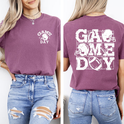 Game Day, Front and Back, Football, Sports, Big Game, Touchdown, Tailgate Party Tshirt Comfort Colors T-Shirt