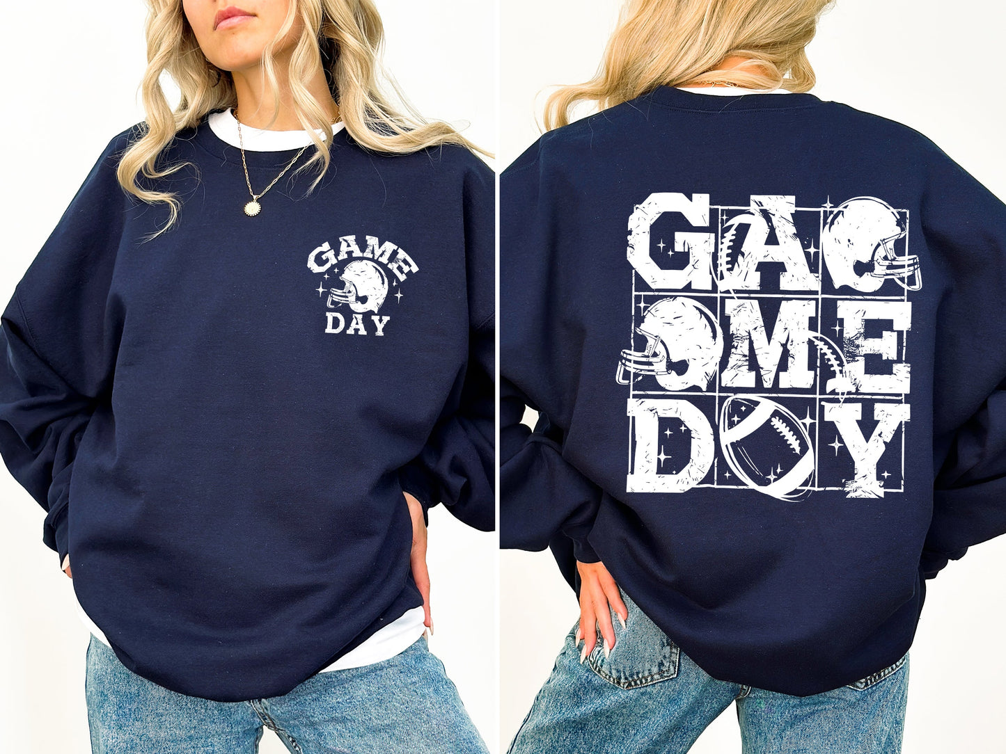Game Day, Front and Back, Football, Sports, Big Game, Touchdown, Tailgate Party Sweatshirt