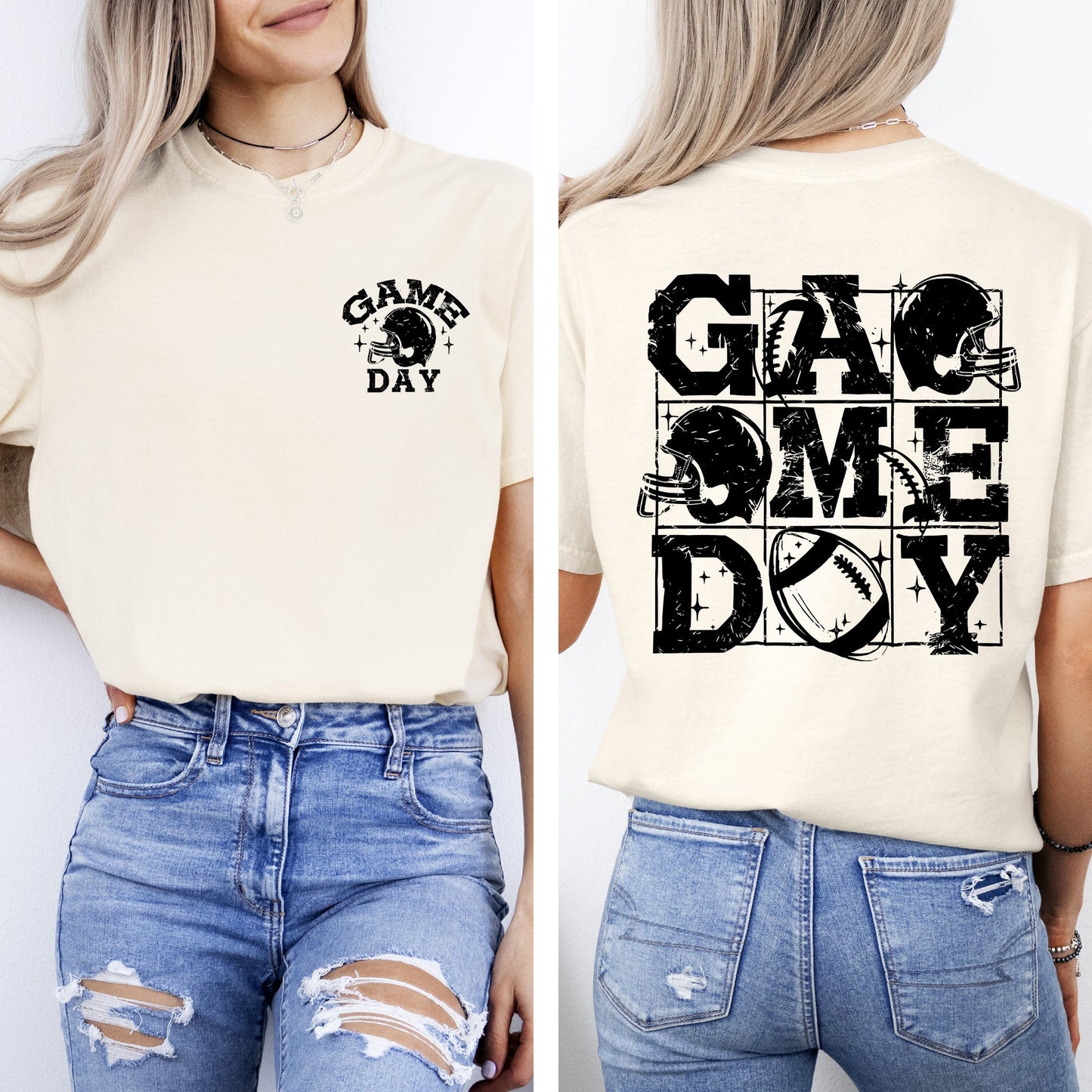 Game Day, Front and Back, Football, Sports, Big Game, Touchdown, Tailgate Party Tshirt Comfort Colors T-Shirt
