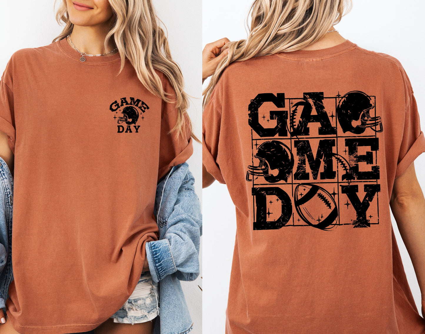 Game Day, Front and Back, Football, Sports, Big Game, Touchdown, Tailgate Party Tshirt Comfort Colors T-Shirt