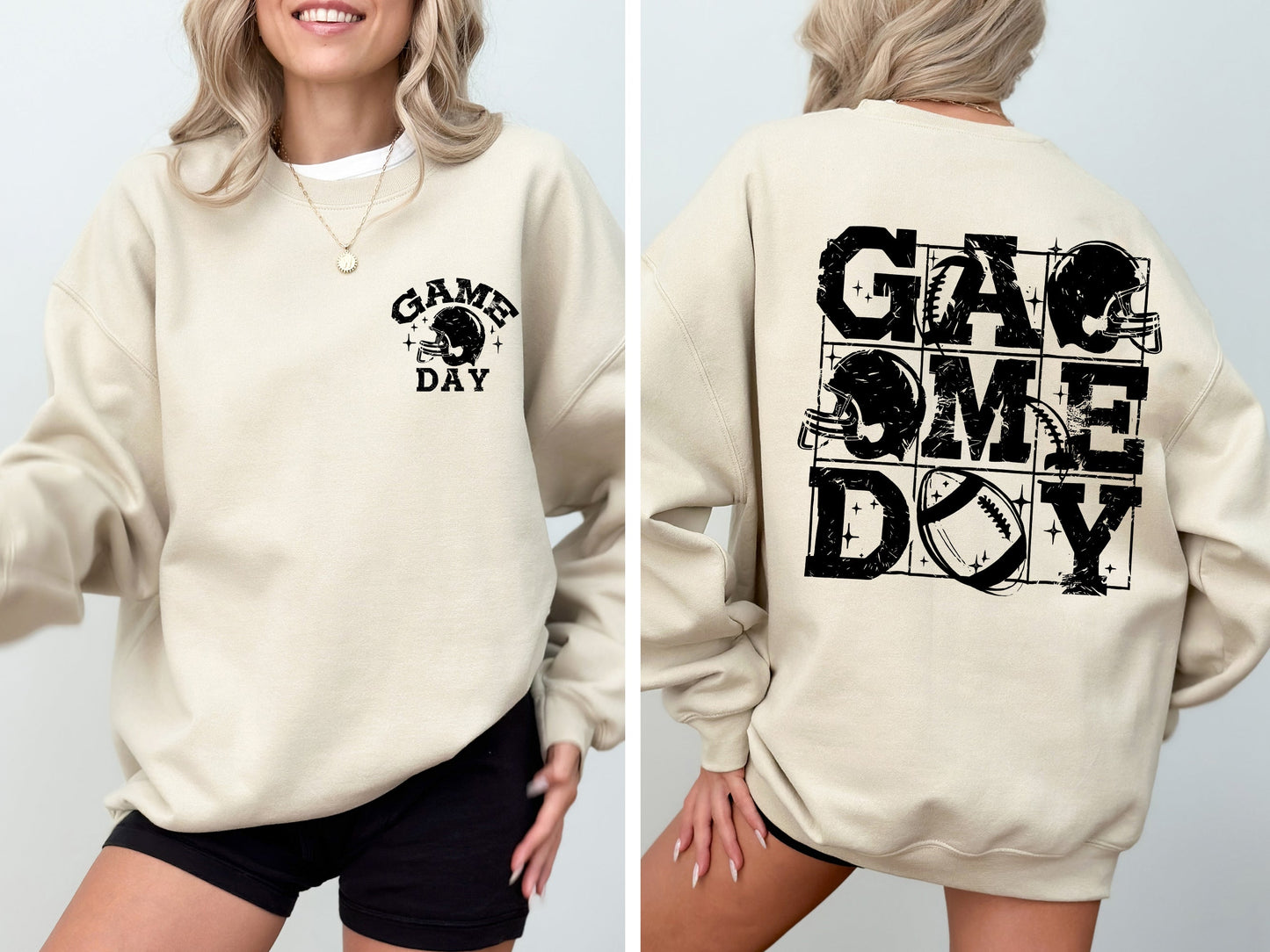 Game Day, Front and Back, Football, Sports, Big Game, Touchdown, Tailgate Party Sweatshirt