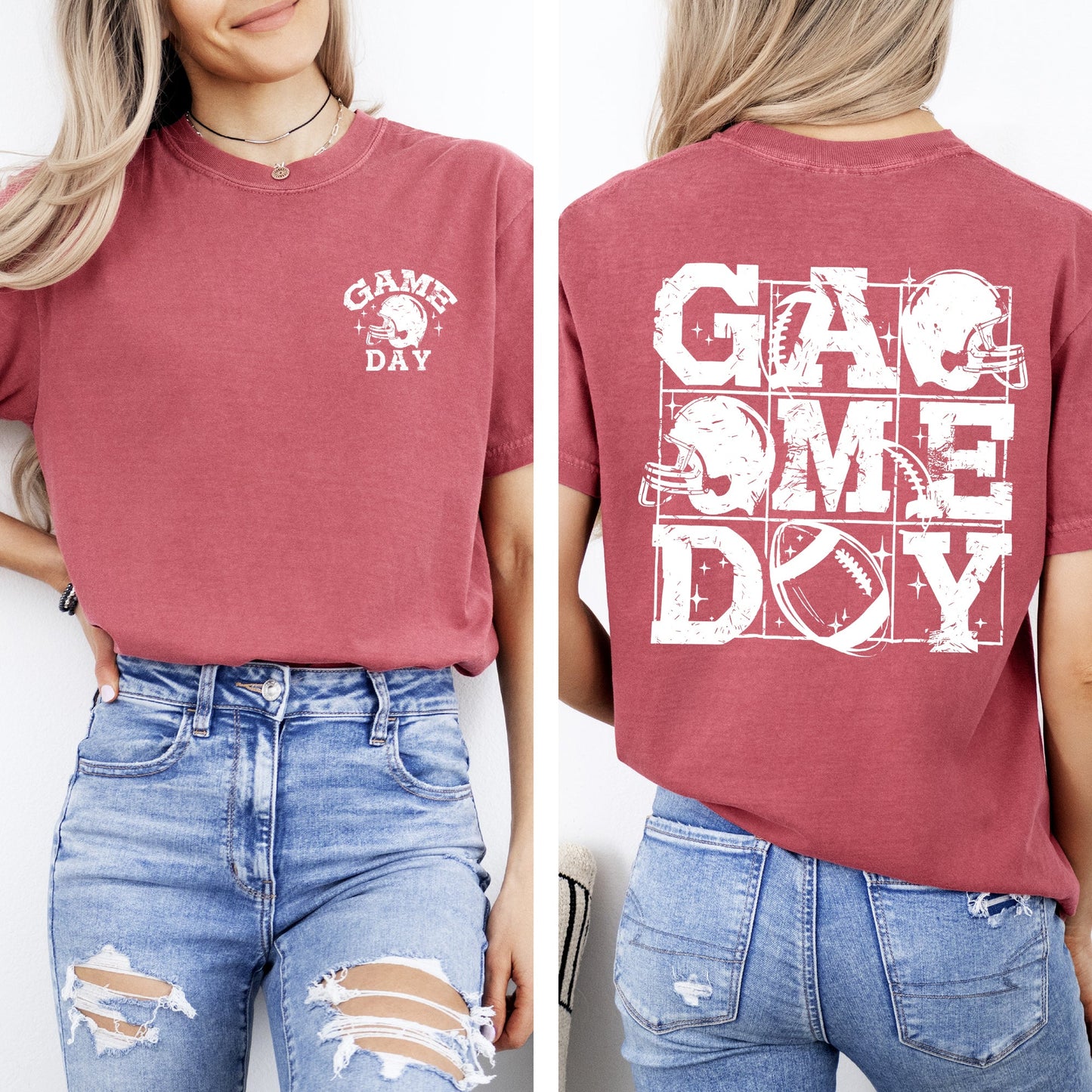 Game Day, Front and Back, Football, Sports, Big Game, Touchdown, Tailgate Party Tshirt Comfort Colors T-Shirt