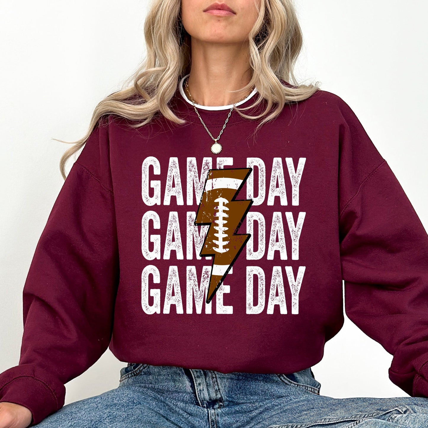 Game Day, Lightening Bolt, Football, Sports, Big Game, Touchdown, Tailgate Party Sweatshirt