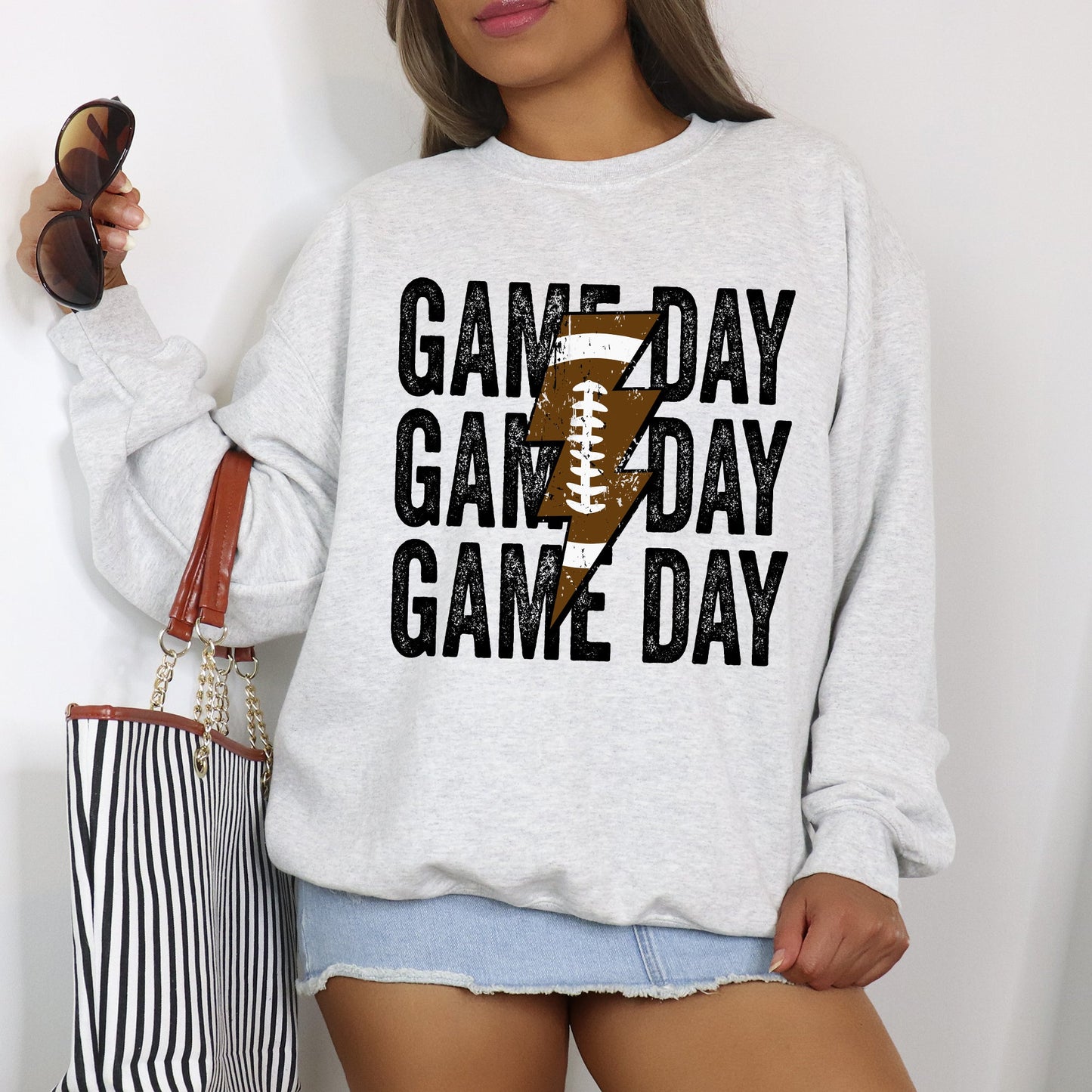 Game Day, Lightening Bolt, Football, Sports, Big Game, Touchdown, Tailgate Party Sweatshirt