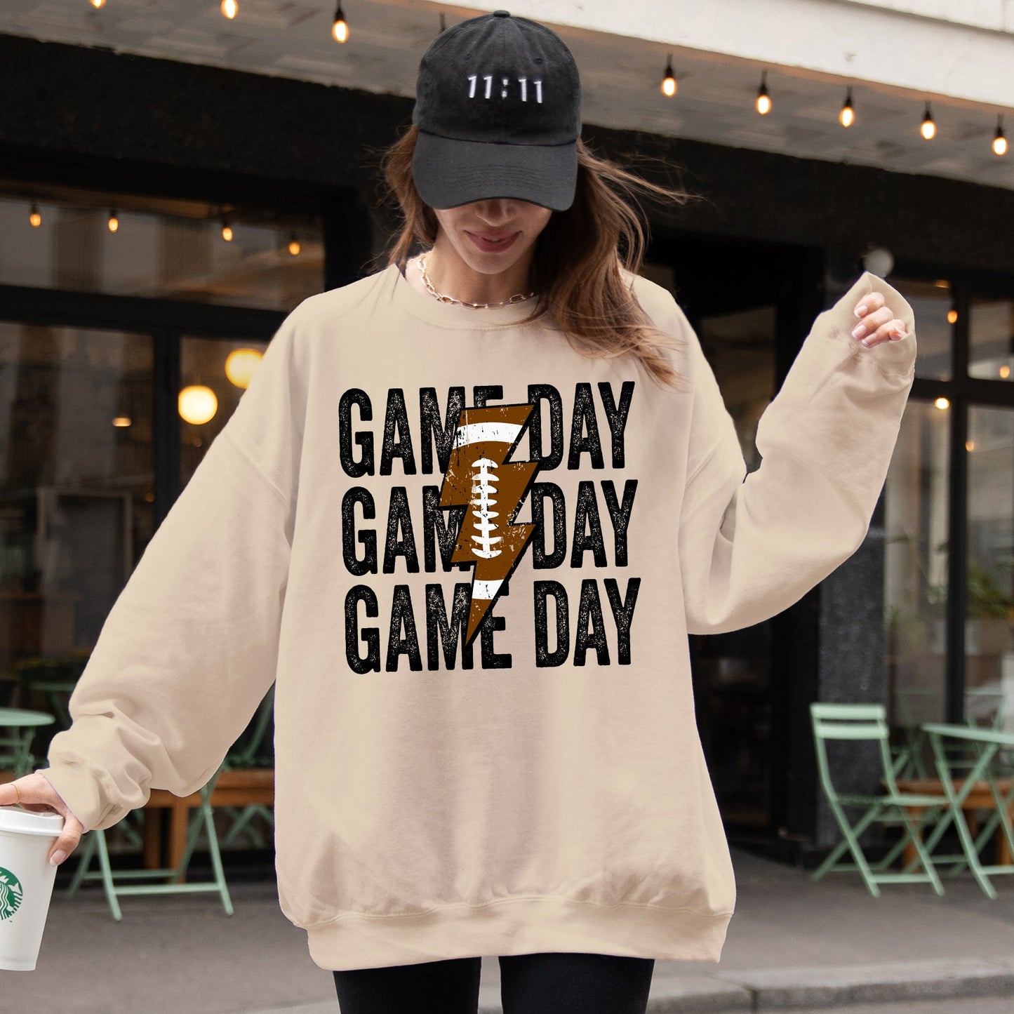 Game Day, Lightening Bolt, Football, Sports, Big Game, Touchdown, Tailgate Party Sweatshirt