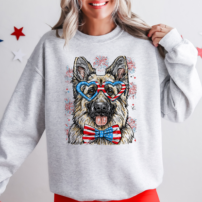 German Shepherd Patriotic Dog, USA, America, Pet Lover, 4th of July Sweatshirt