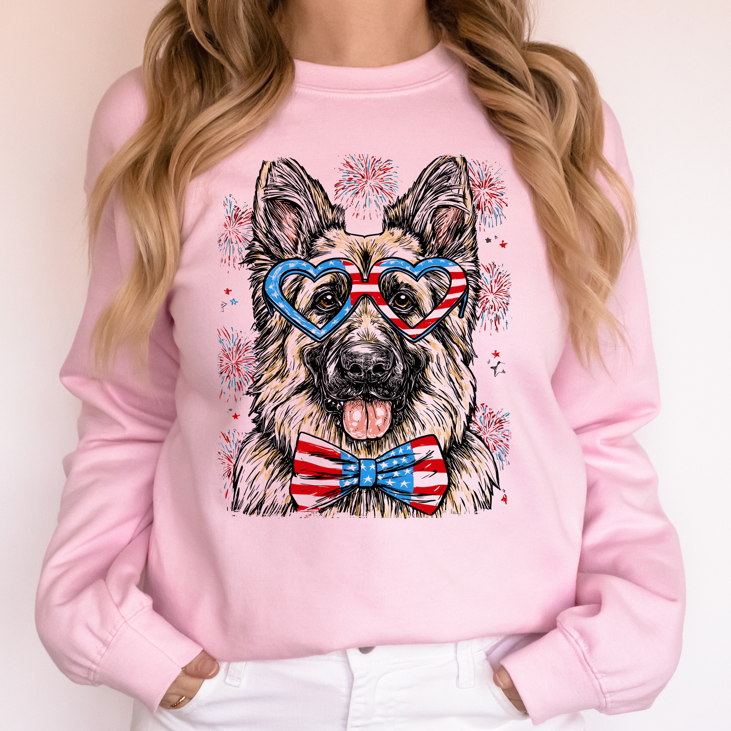 German Shepherd Patriotic Dog, USA, America, Pet Lover, 4th of July Sweatshirt