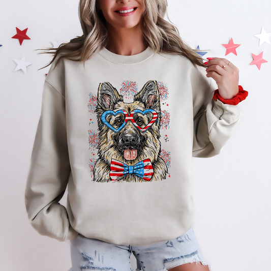 German Shepherd Patriotic Dog, USA, America, Pet Lover, 4th of July Sweatshirt