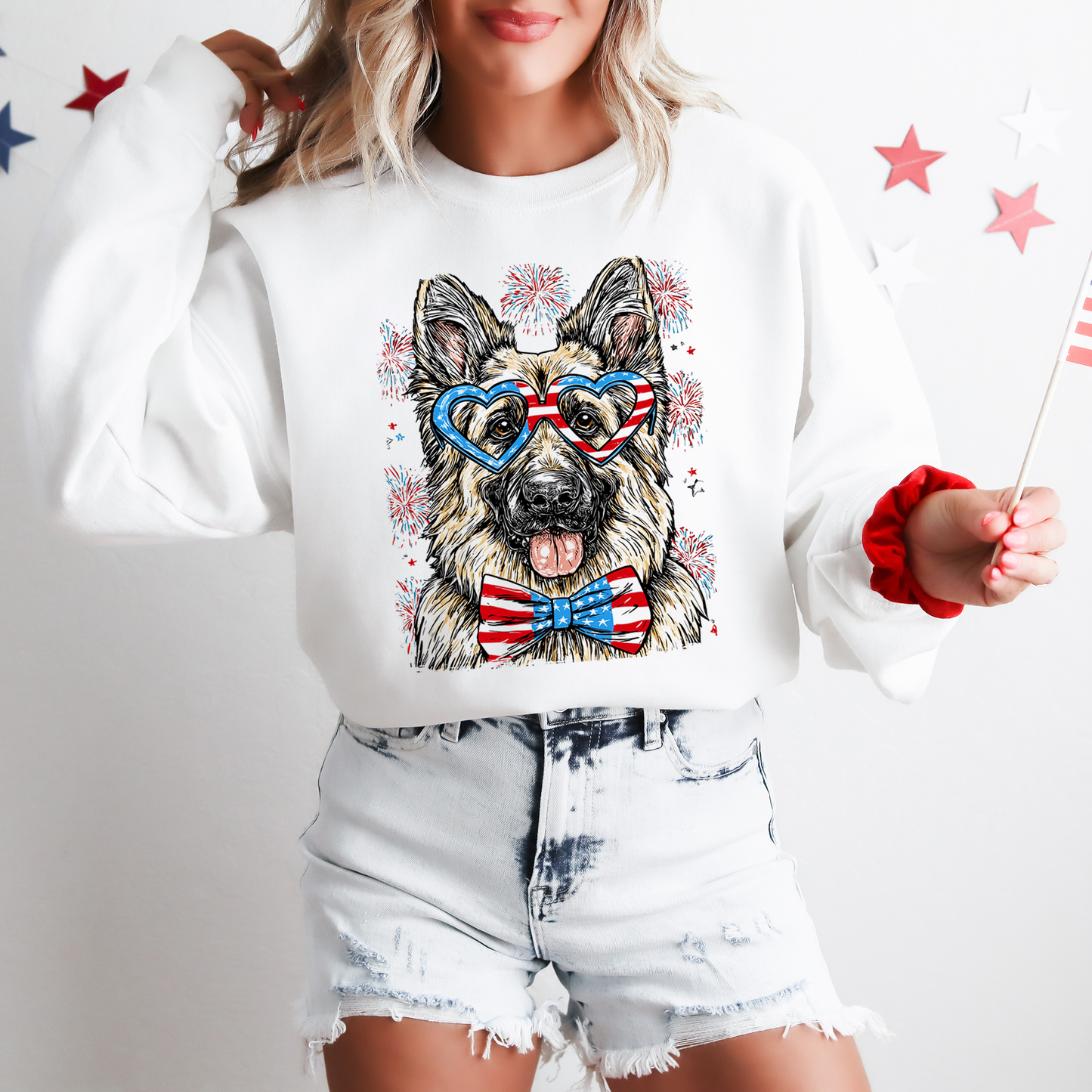 German Shepherd Patriotic Dog, USA, America, Pet Lover, 4th of July Sweatshirt