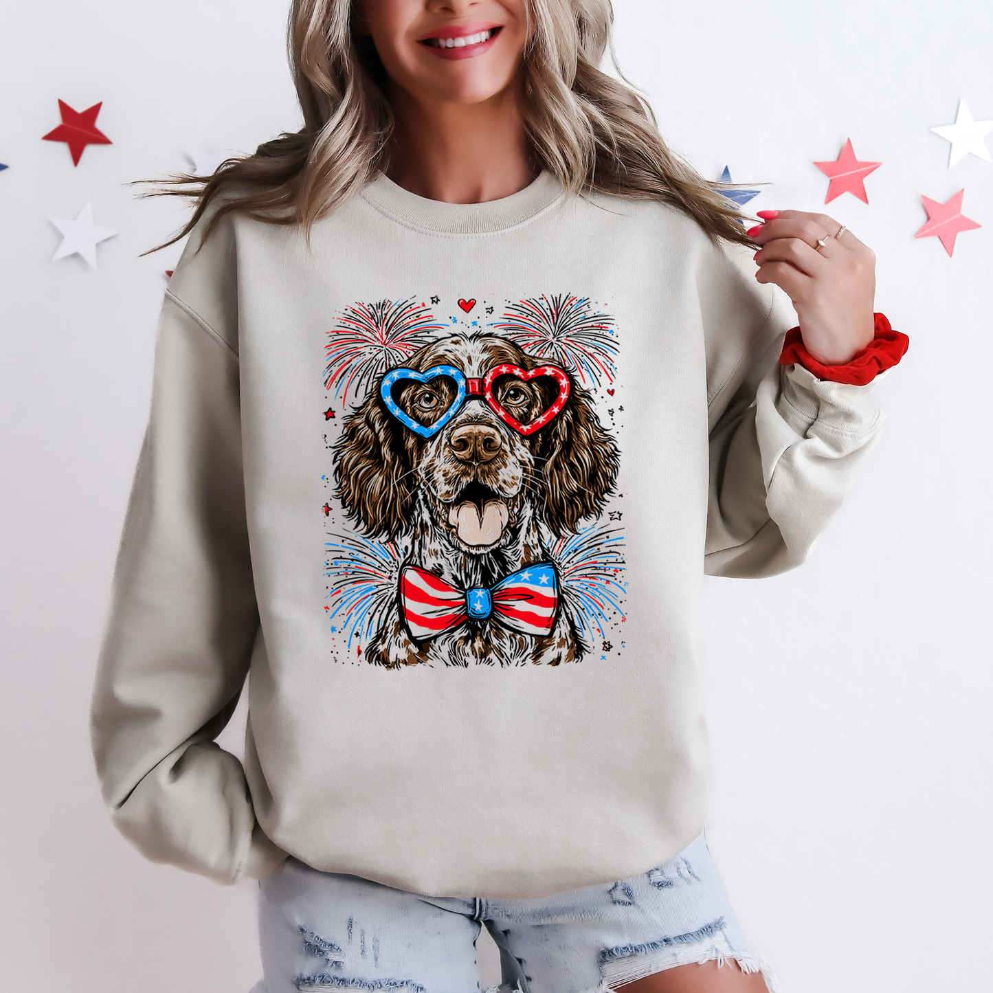 German Shorthaired Pointer Patriotic Dog, USA, America, Pet Lover, 4th of July Sweatshirt