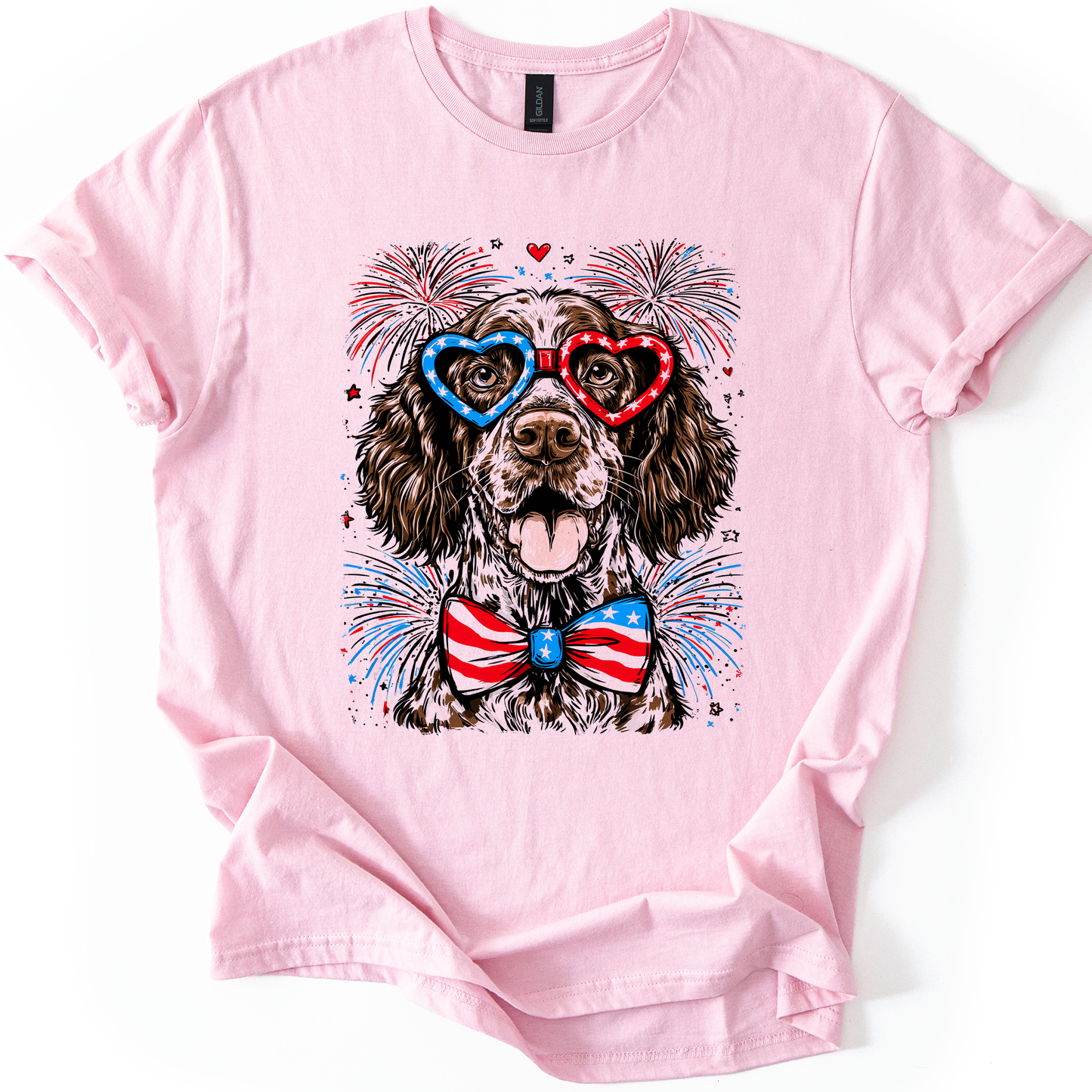 German Shorthaired Pointer Patriotic Dog, USA, America, Pet Lover, 4th of July, Soft Style T-Shirt