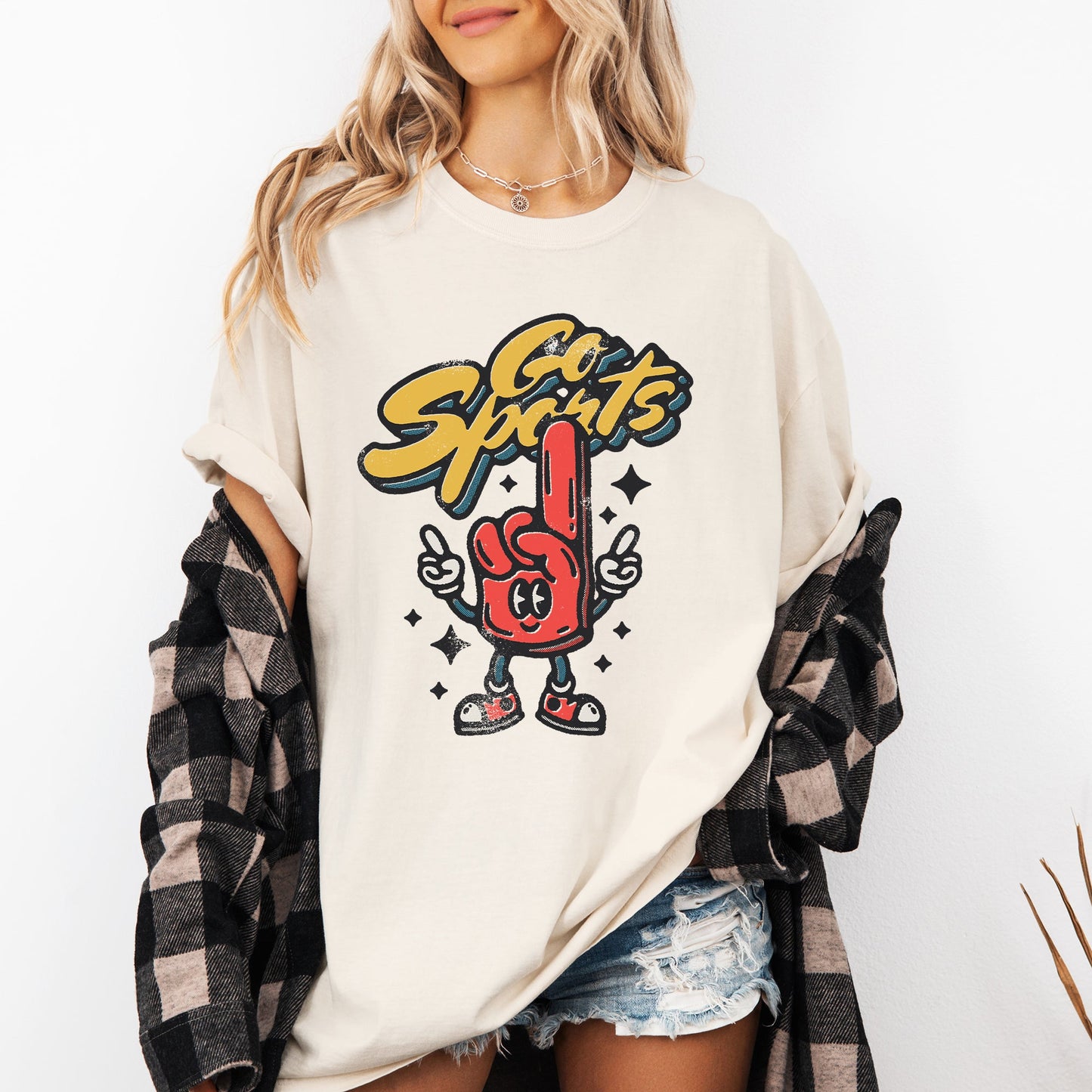 Go Sports, Foam Finger, Funny, Football, Baseball, Soccer, Basketball, Tailgate Party Tshirt Comfort Colors T-Shirt