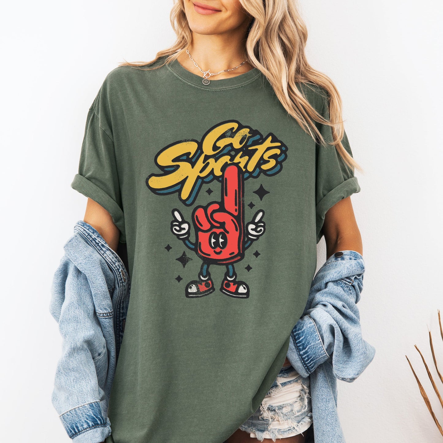 Go Sports, Foam Finger, Funny, Football, Baseball, Soccer, Basketball, Tailgate Party Tshirt Comfort Colors T-Shirt