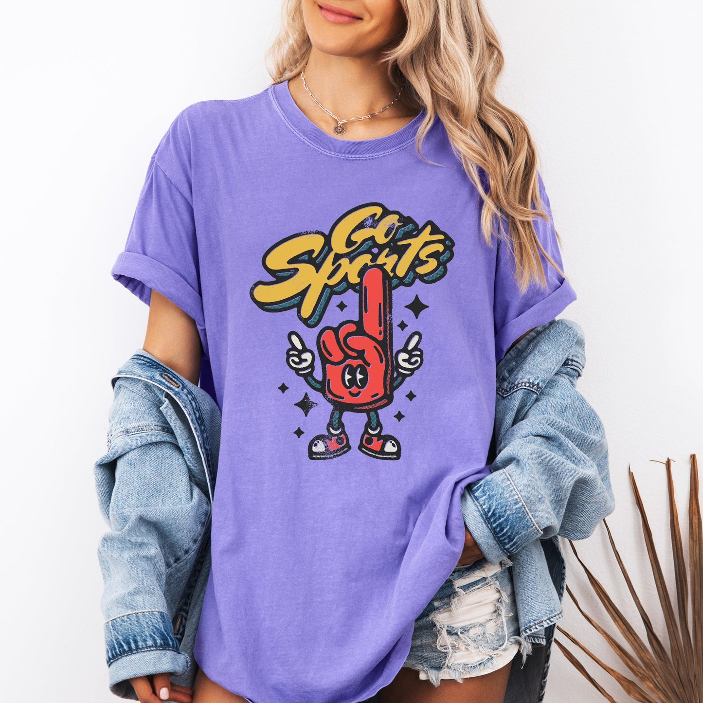 Go Sports, Foam Finger, Funny, Football, Baseball, Soccer, Basketball, Tailgate Party Tshirt Comfort Colors T-Shirt