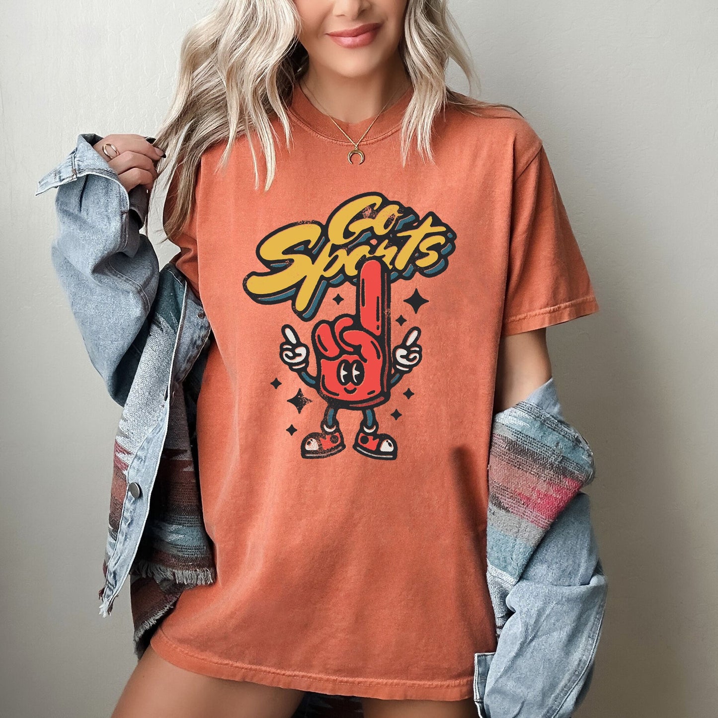 Go Sports, Foam Finger, Funny, Football, Baseball, Soccer, Basketball, Tailgate Party Tshirt Comfort Colors T-Shirt