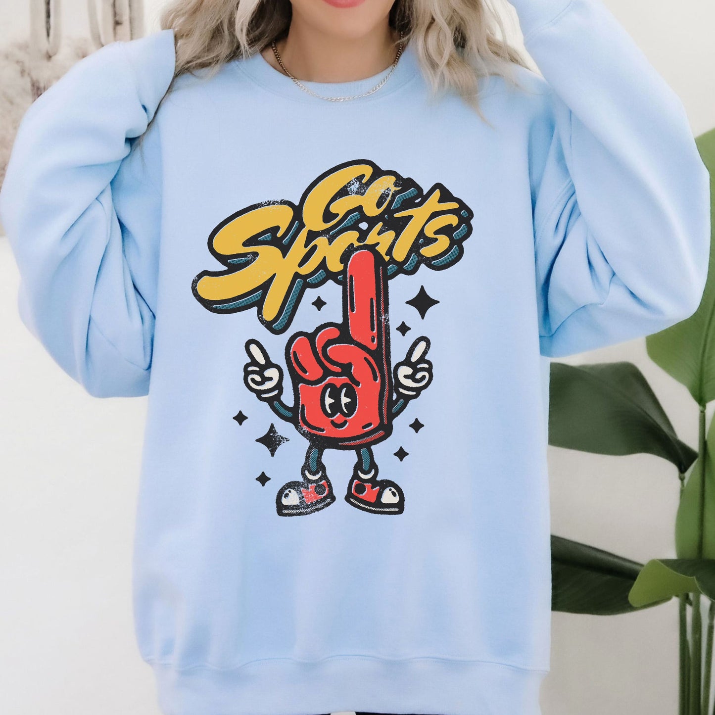 Go Sports, Foam Finger, Funny, Football, Baseball, Soccer, Basketball, Tailgate Party Sweatshirt