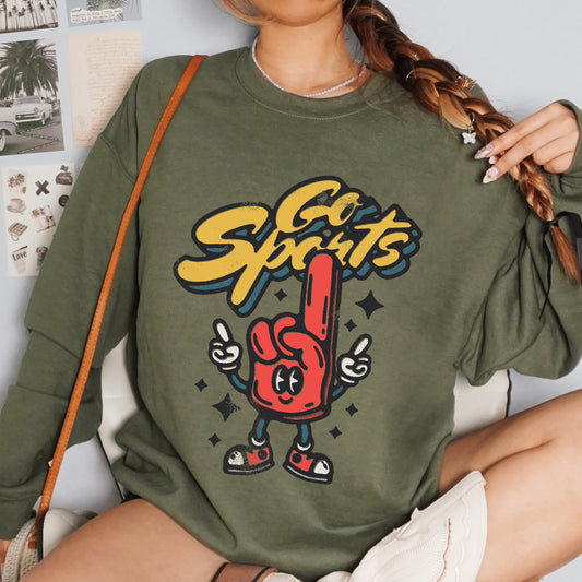 Go Sports, Foam Finger, Funny, Football, Baseball, Soccer, Basketball, Tailgate Party Sweatshirt