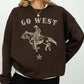 Go West, Cowboy, Horse, Western, Retro, Vintage, Sweatshirt