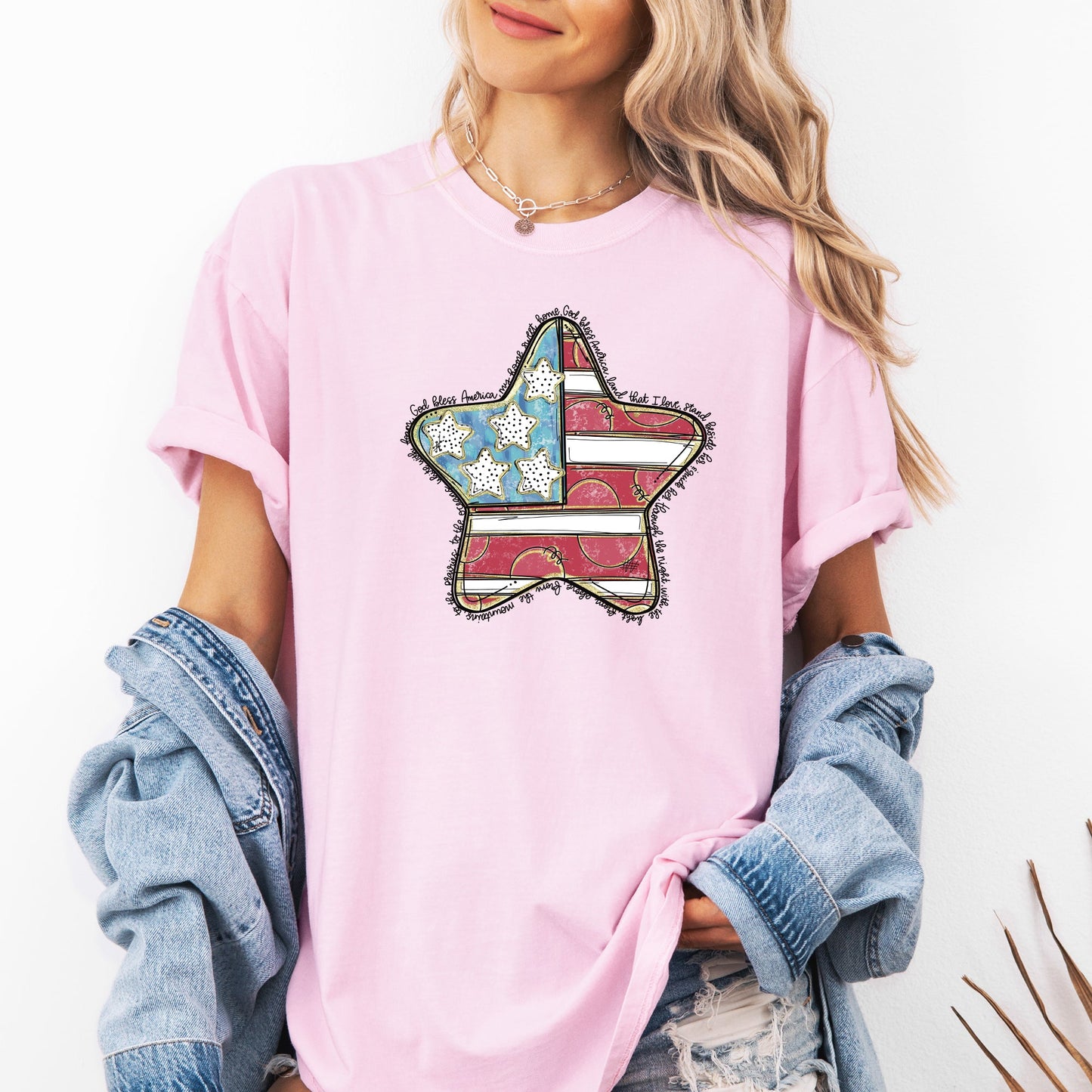 God Bless America Star, Patriotic, Flag, USA, America, 4th of July Tshirt Comfort Colors T-Shirt