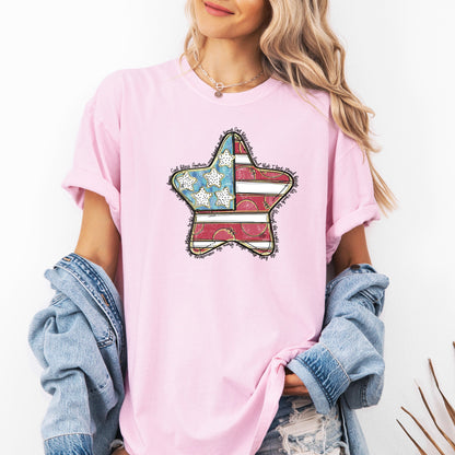 God Bless America Star, Patriotic, Flag, USA, America, 4th of July Tshirt Comfort Colors T-Shirt