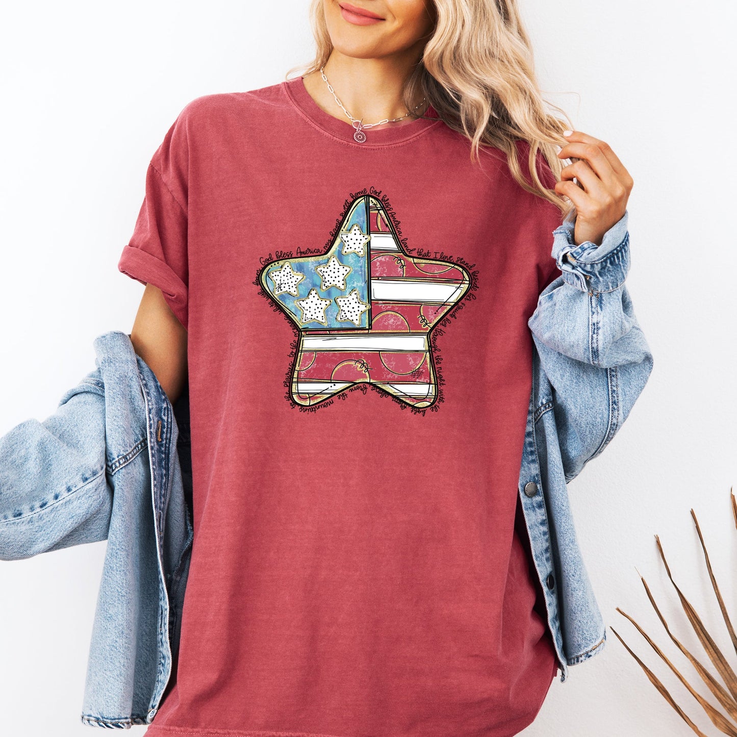 God Bless America Star, Patriotic, Flag, USA, America, 4th of July Tshirt Comfort Colors T-Shirt