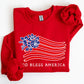 God Bless America, Flower Flag, 4th of July Sweatshirt