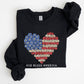 God Bless America, Flowers, Flag Heart, Patriotic Sweatshirt