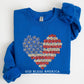 God Bless America, Flowers, Flag Heart, Patriotic Sweatshirt