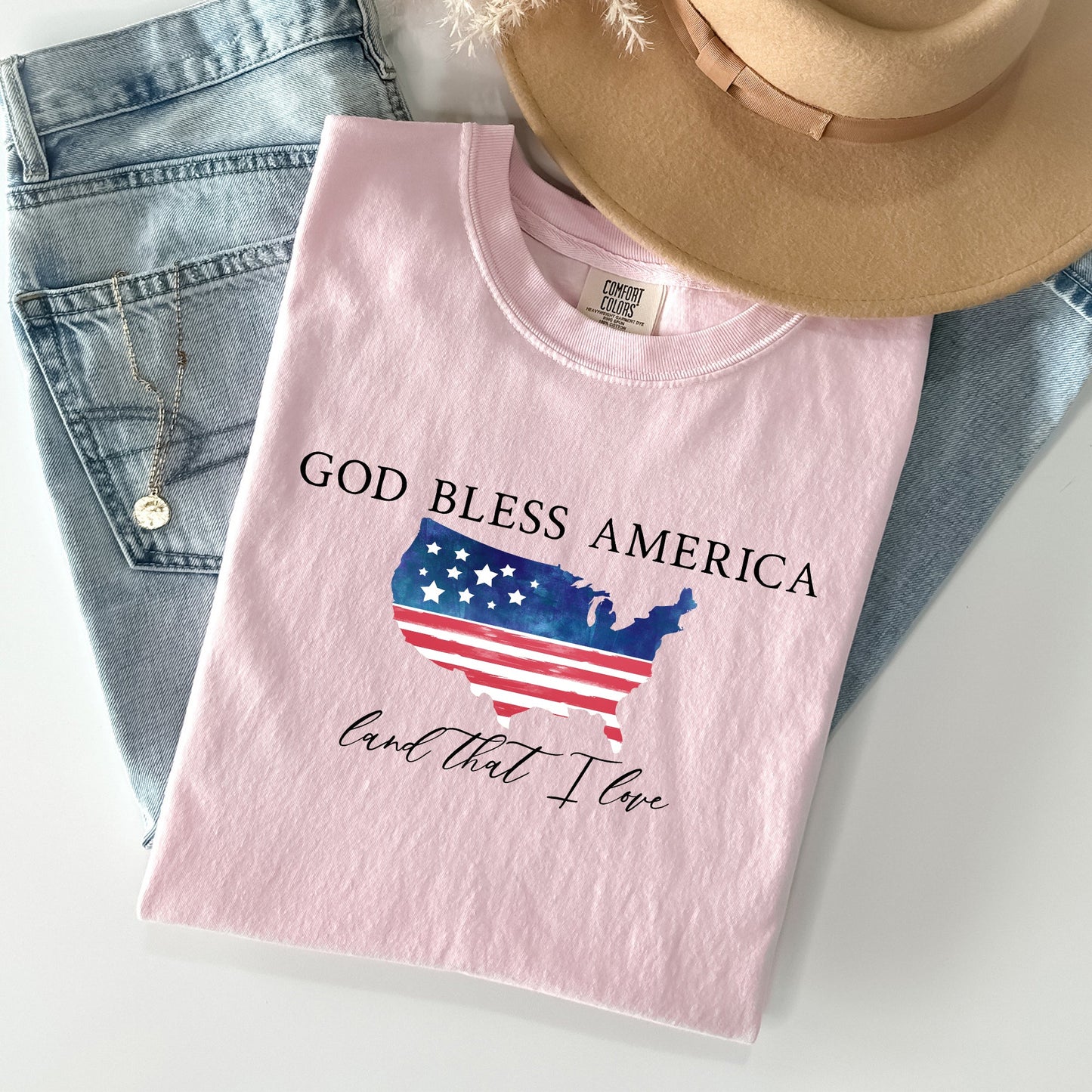 God Bless America, Land That I Love, USA Flag Tshirt Comfort Colors T-Shirt
