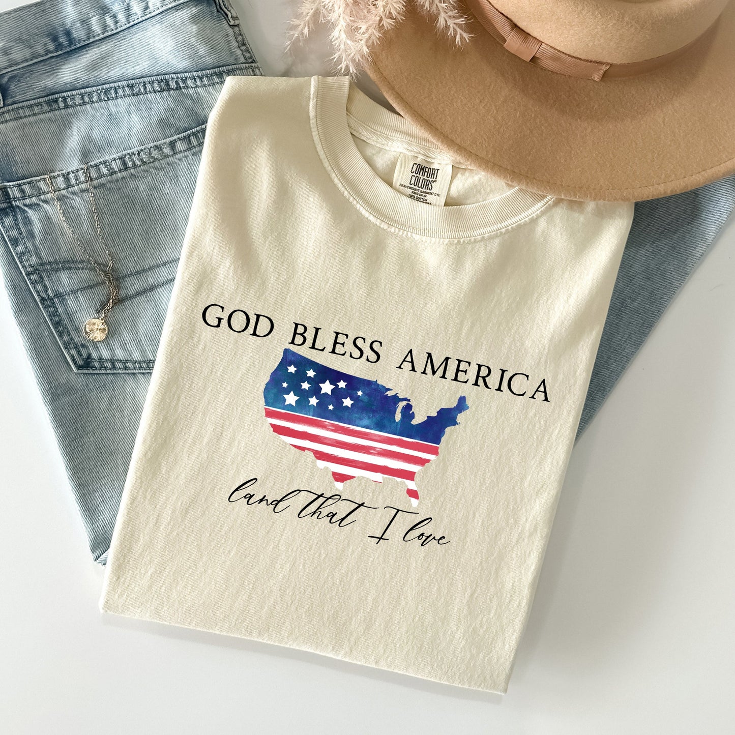 God Bless America, Land That I Love, USA Flag Tshirt Comfort Colors T-Shirt