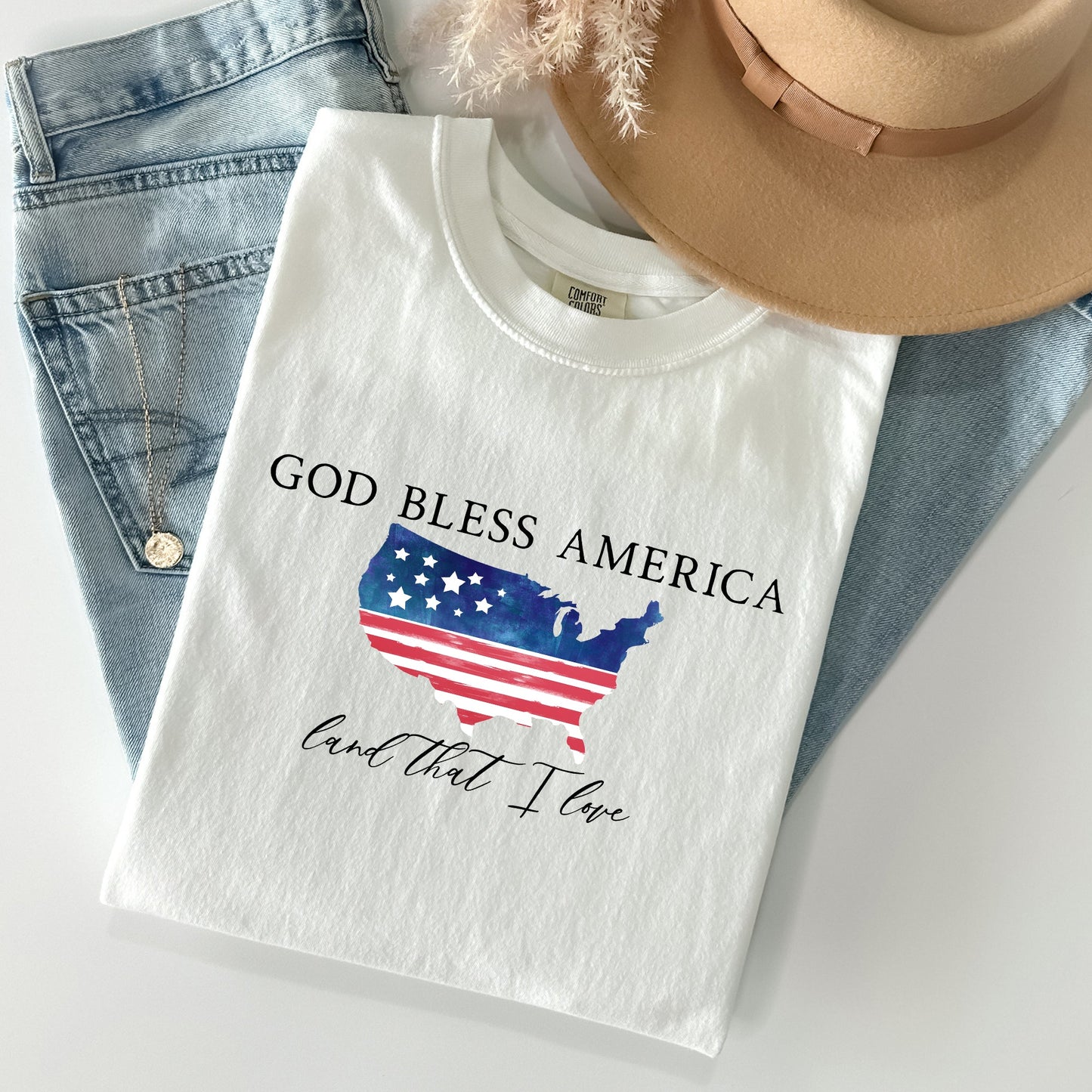 God Bless America, Land That I Love, USA Flag Tshirt Comfort Colors T-Shirt