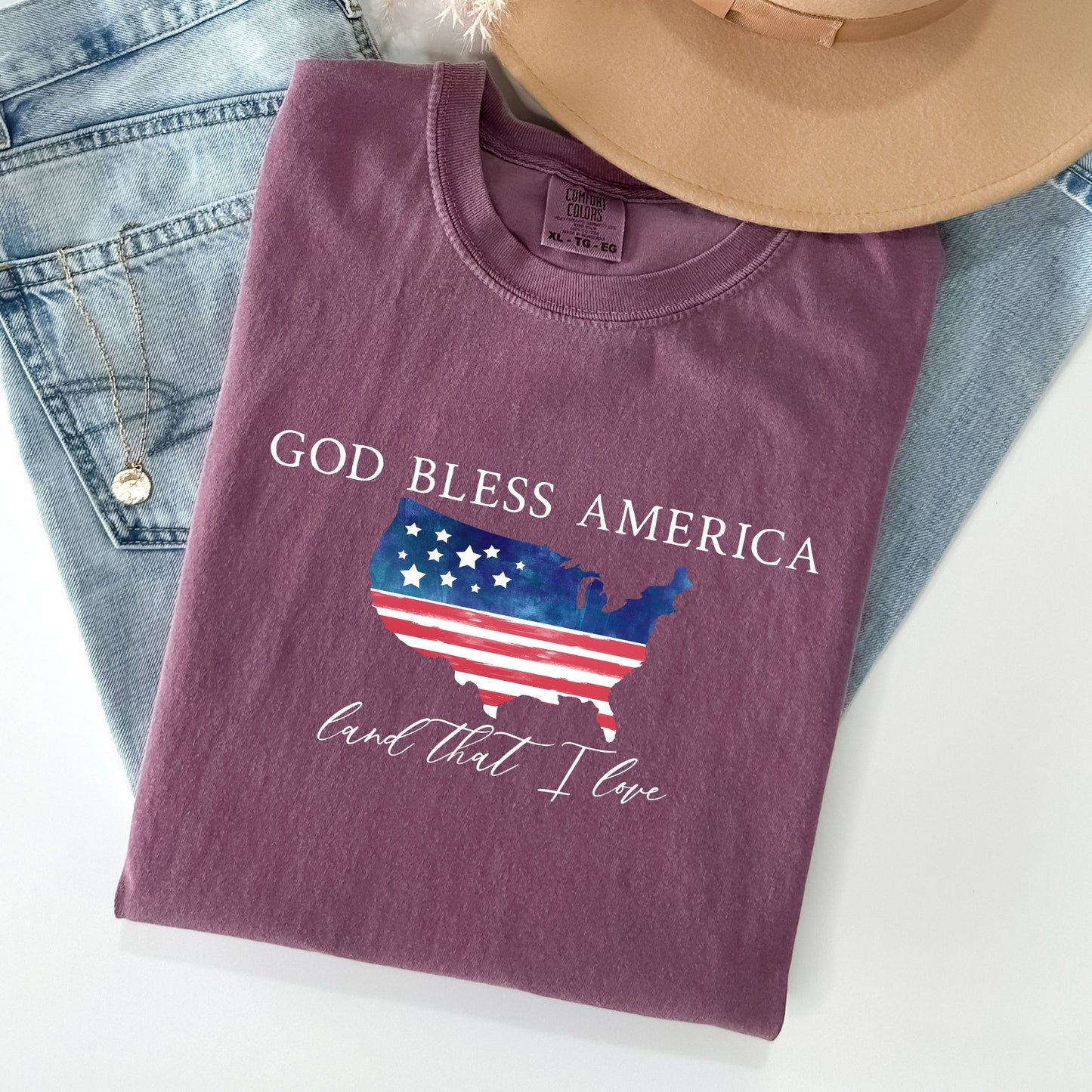 God Bless America, Land That I Love, USA Flag Tshirt Comfort Colors T-Shirt