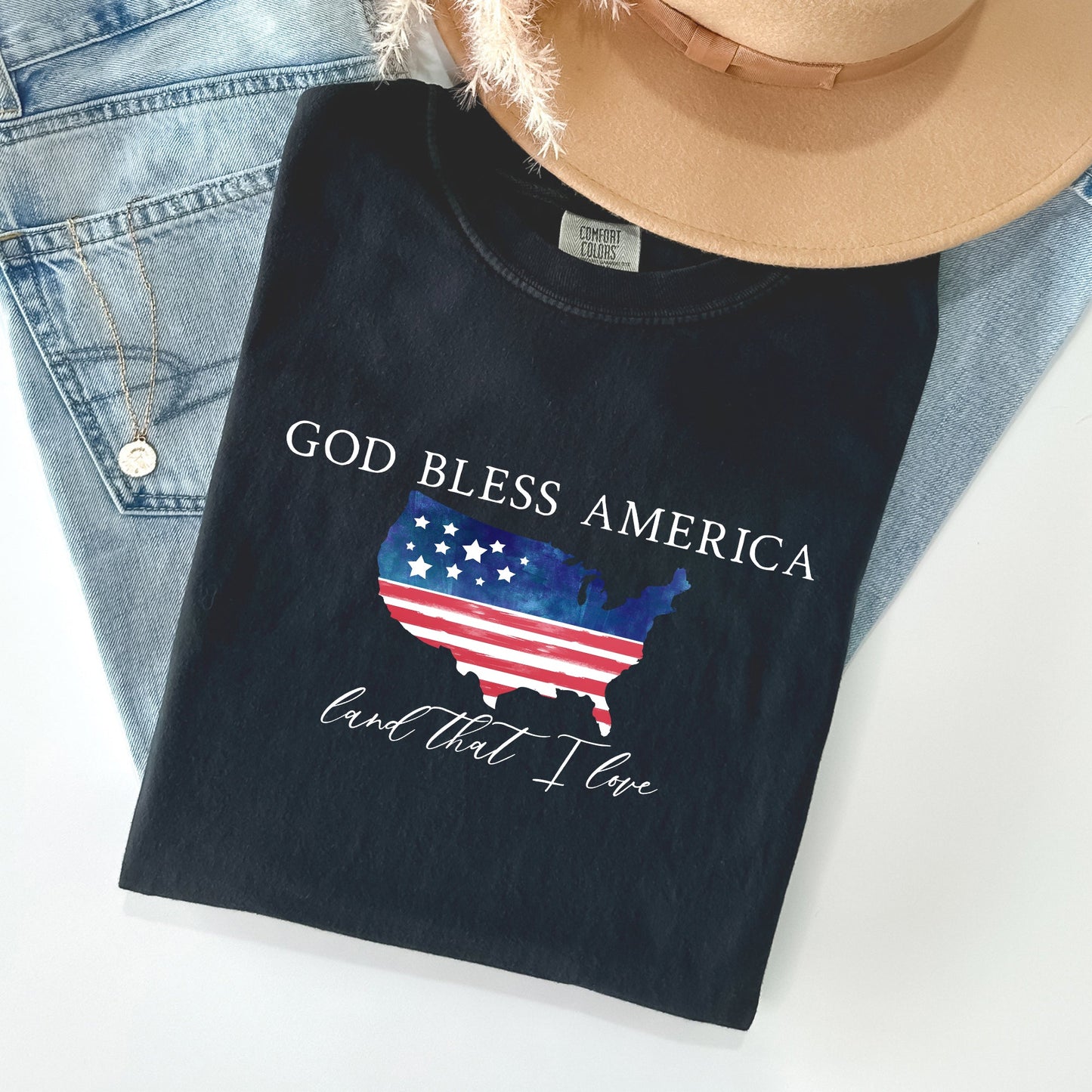 God Bless America, Land That I Love, USA Flag Tshirt Comfort Colors T-Shirt