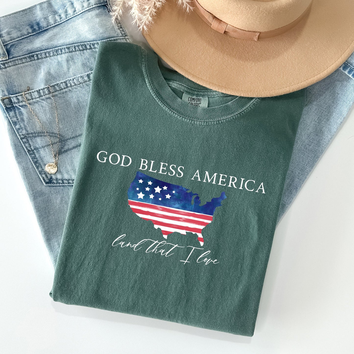 God Bless America, Land That I Love, USA Flag Tshirt Comfort Colors T-Shirt