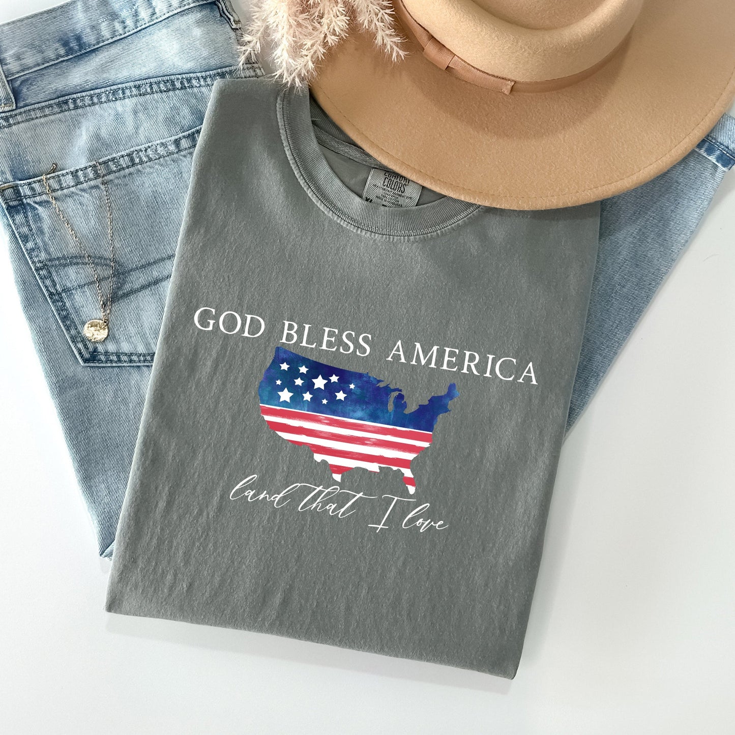 God Bless America, Land That I Love, USA Flag Tshirt Comfort Colors T-Shirt