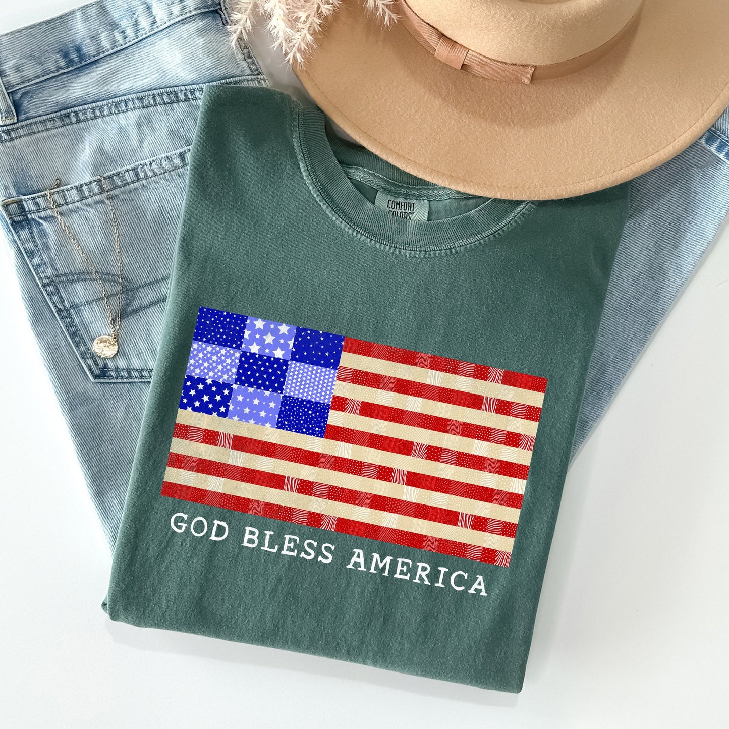 God Bless America, Land That I Love, USA Flag Tshirt Comfort Colors T-Shirt