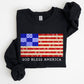 God Bless America, Quilt, Flag, 4th of July Sweatshirt