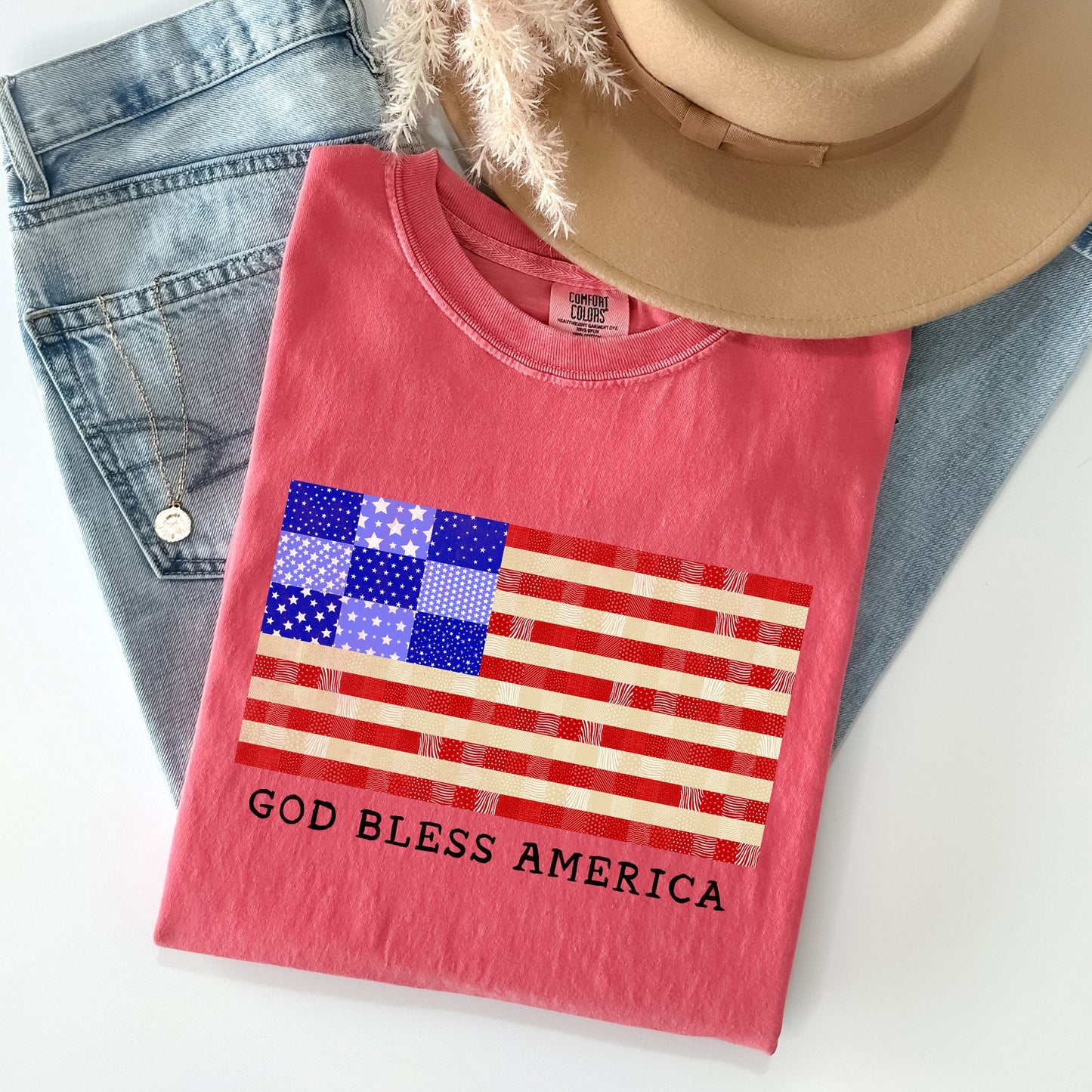 God Bless America, Land That I Love, USA Flag Tshirt Comfort Colors T-Shirt