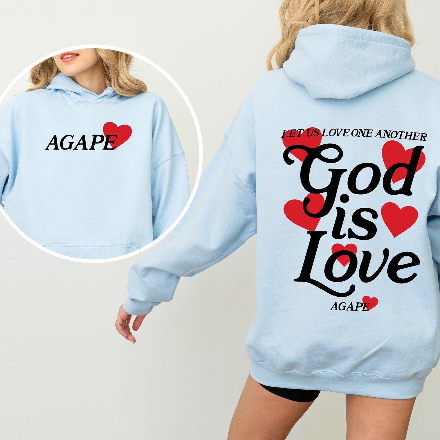 God Is Love, Agape, Love One Another, Bible, Faith, Christian, Religious Hoodie, Hooded Sweatshirt